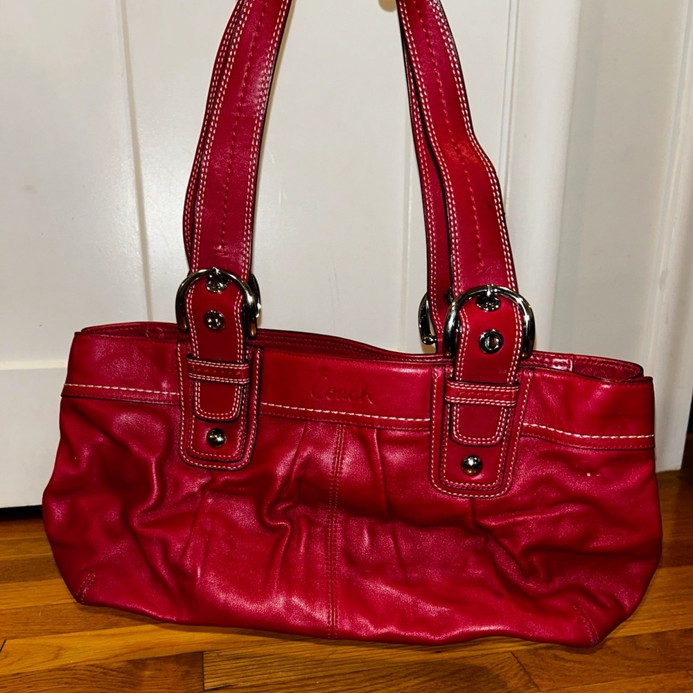 Vintage Coach Soho Pleated Red Leather Bag